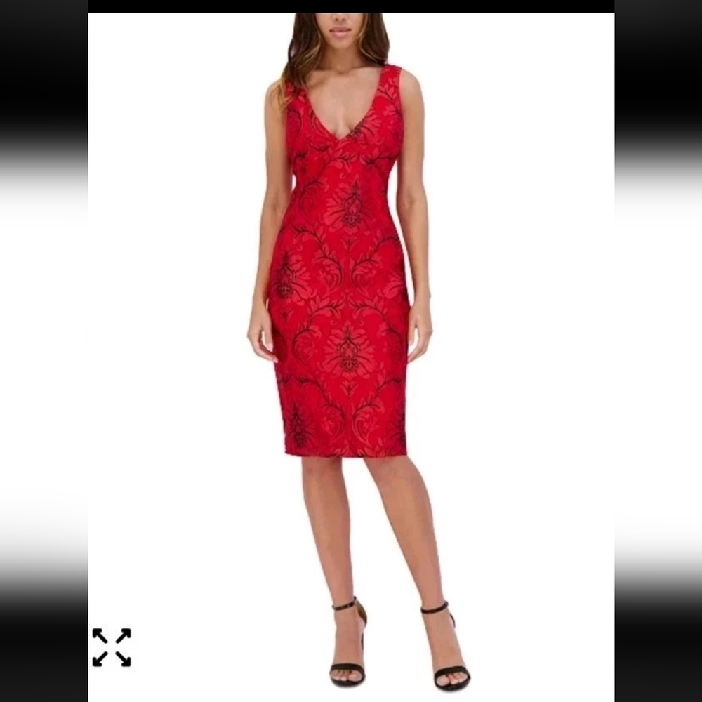 139 Siena V-Neck Dress Sz 10 Women Embroidered-Mesh Sleeveless New Holiday